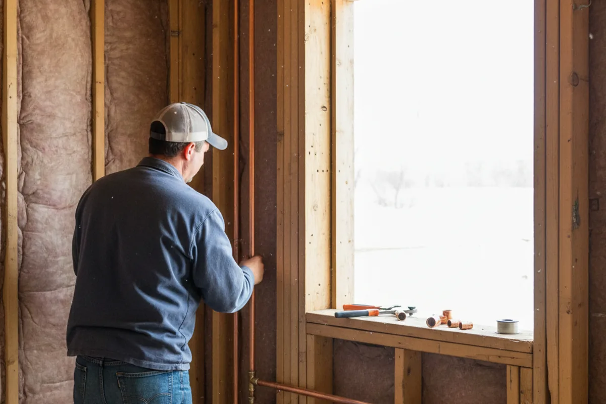 Licensed plumber running new copper supply lines in a Enumclaw home