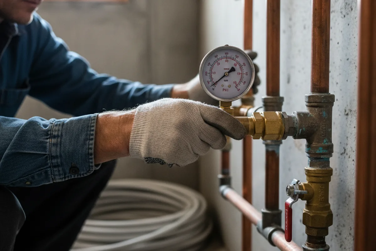 Pressure testing a repaired line during Water Line Repair in Enumclaw